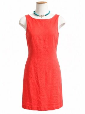 Harolds Coral Linen Dress – Size 6 – Vintage Classic ☀️